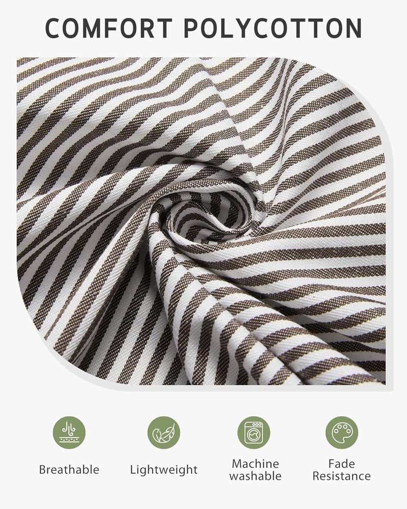 Syntus Apron for Men Women, Adjustable Cooking Kitchen Chef Aprons with 2 Pockets, Basic Stripe Black Brown, 26.77×29.53 inch - Image 3