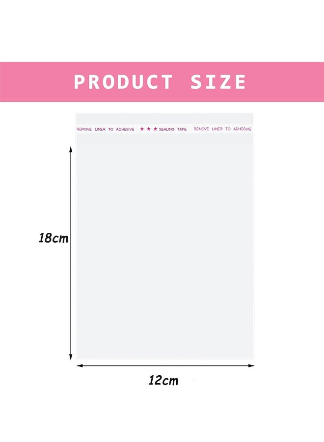 100 كيس سيلوفان شفاف ذاتي الإغلاق – أكياس قابلة لإعادة الإغلاق بحجم 12*18سم للحلويات والهدايا - Image 2