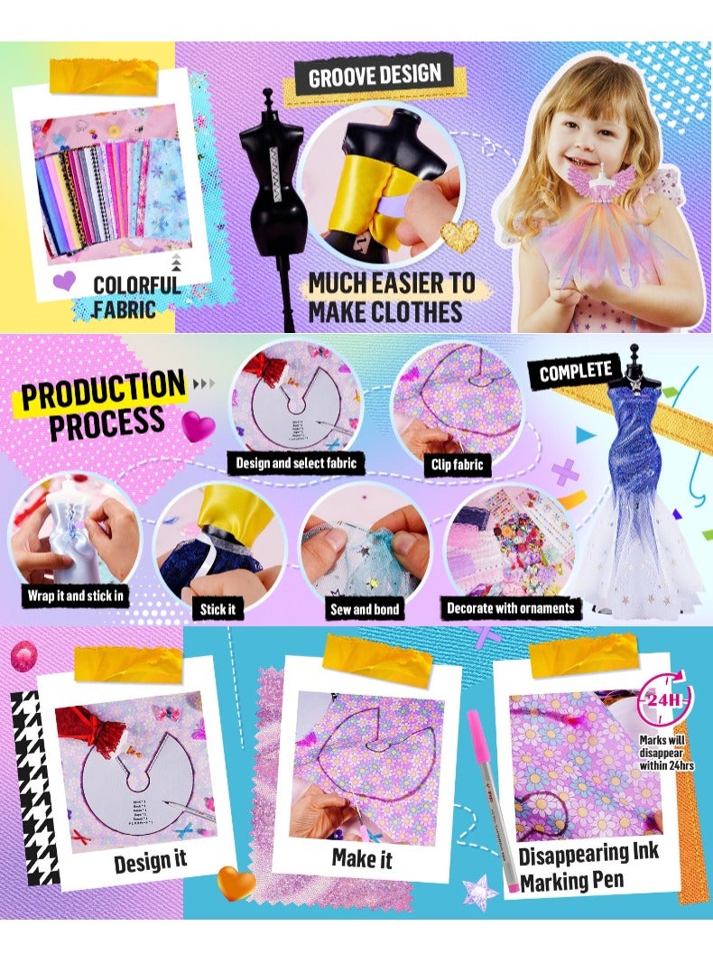 CALL PLAY 500+Pcs - Fashion Designer Kit for Girls with 4 Mannequins - Arts and Crafts Kit- Sewing Kit for Kid Ages 8-12 -Girls Gift Age 6 7 8 9 10 11 12-Gifts for Teen Girls - Image 3
