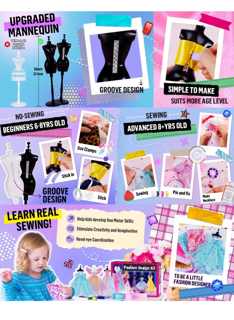 CALL PLAY 500+Pcs - Fashion Designer Kit for Girls with 4 Mannequins - Arts and Crafts Kit- Sewing Kit for Kid Ages 8-12 -Girls Gift Age 6 7 8 9 10 11 12-Gifts for Teen Girls - Image 4