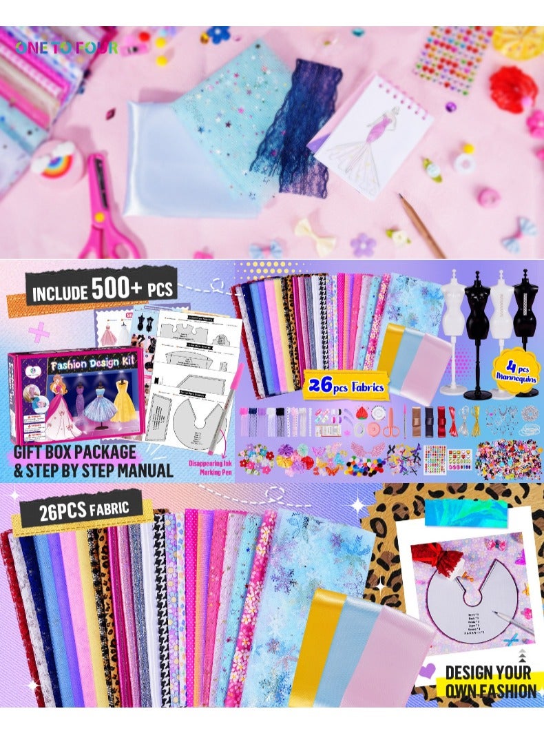 CALL PLAY 500+Pcs - Fashion Designer Kit for Girls with 4 Mannequins - Arts and Crafts Kit- Sewing Kit for Kid Ages 8-12 -Girls Gift Age 6 7 8 9 10 11 12-Gifts for Teen Girls - Image 2