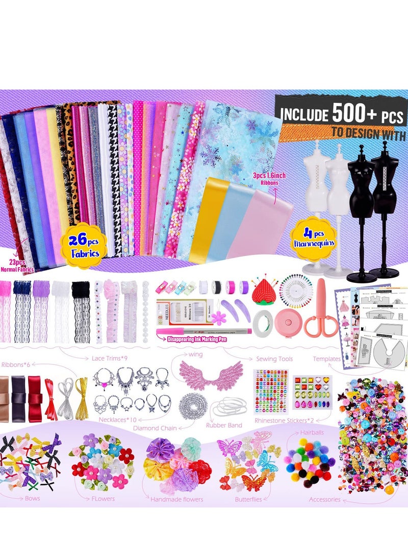 CALL PLAY 500+Pcs - Fashion Designer Kit for Girls with 4 Mannequins - Arts and Crafts Kit- Sewing Kit for Kid Ages 8-12 -Girls Gift Age 6 7 8 9 10 11 12-Gifts for Teen Girls - Image 5