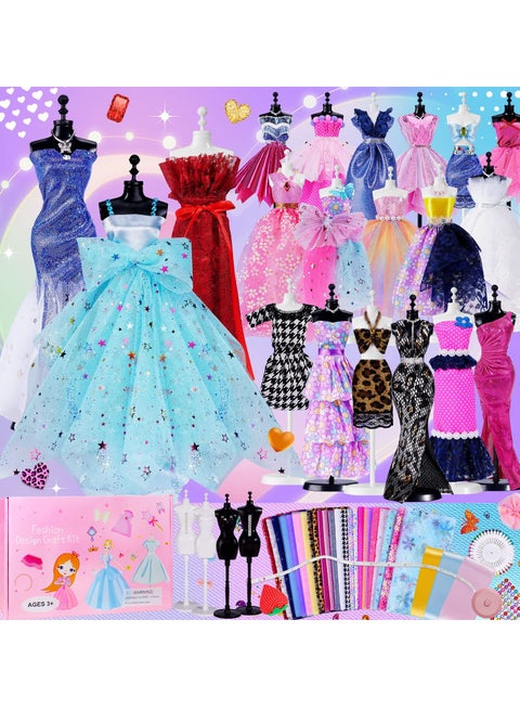 أكثر من 500 قطعة - مجموعة تصميم أزياء للبنات مع 4 عارضات أزياء - مجموعة فنون وحرف يدوية - مجموعة خياطة للأطفال من سن 8 إلى 12 عامًا - هدية للبنات من سن 6 إلى 12 عامًا - هدايا للفتيات المراهقات
