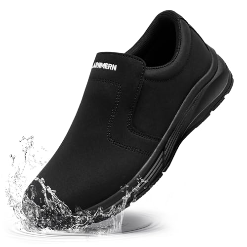 LARNMERN Womens Non Slip Work Shoes for Chef Kitchen Food Service Waterproof Slip Resistant Slip On Footwear Zapatos De Trabajo para MujerDeep Black75 - Image 1