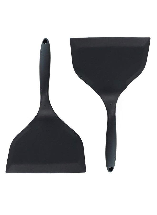 Septe Silicone Pancake Spatula,Wide silicone pancake turner Omelette Spatula,silicone flipper spatula for nonstick cookware,2 Pack (Black) - Image 2