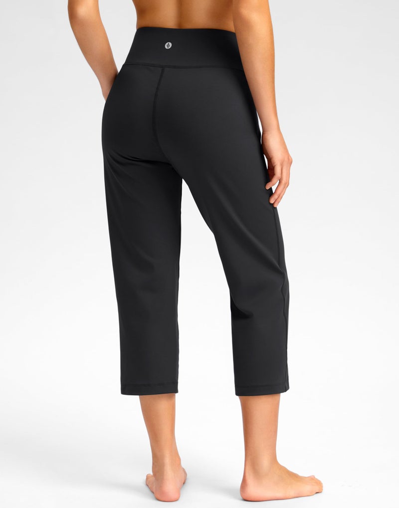 SANTINY Capri Pants for Women High Waisted Workout Yoga Capris Leggings Straight Leg Athletic Cropped Pants with Pockets (Black_XL) - Image 2