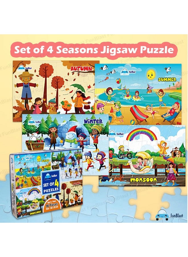 FunBlast Jigsaw Puzzles for Kids, 4 Seasons Jigsaw Puzzle for Kids, Floor Puzzle for Children, Learning and Educational Jigsaw Puzzle Toys, Set of 4-96 Pcs Puzzle (Multicolor, Size 30 X 22 CM) - Image 5