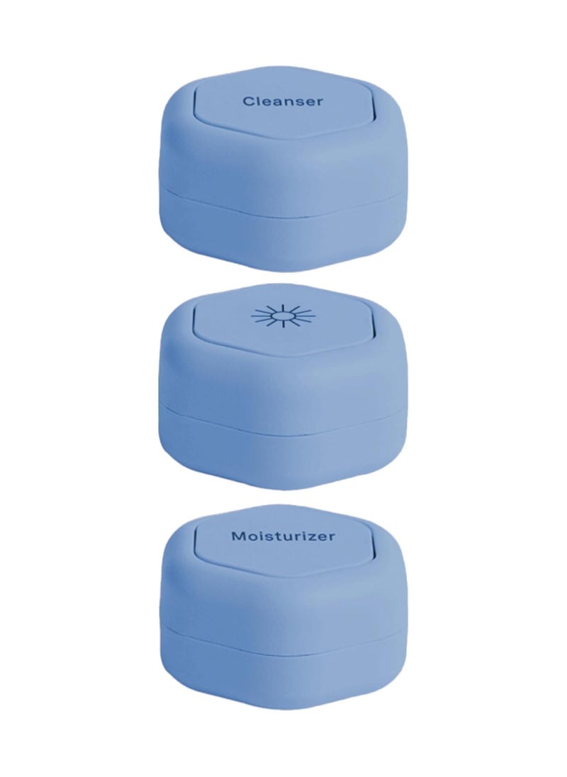 Cadence Cadence Travel Containers - Basic Skincare Set - Magnetic Travel Capsules - Facial Cleanser, Moisturizer, Sunscreen - 3 Small Capsules (0.56oz) with Cleanser, Moisturizer & Sun-Icon Label - Pacific 