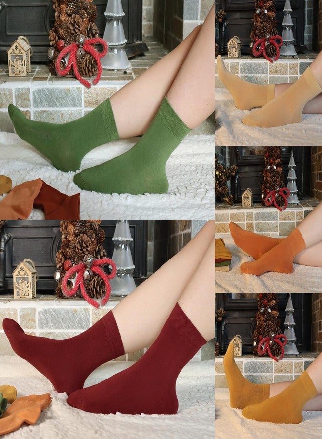 SERISIMPLE Women Thin Viscose Bamboo Socks Crew Lightweight Above Ankle Casual Dress Sock For Ladies Bootie Trouser 5 Pairs (Fall Colors, Large) - Image 4