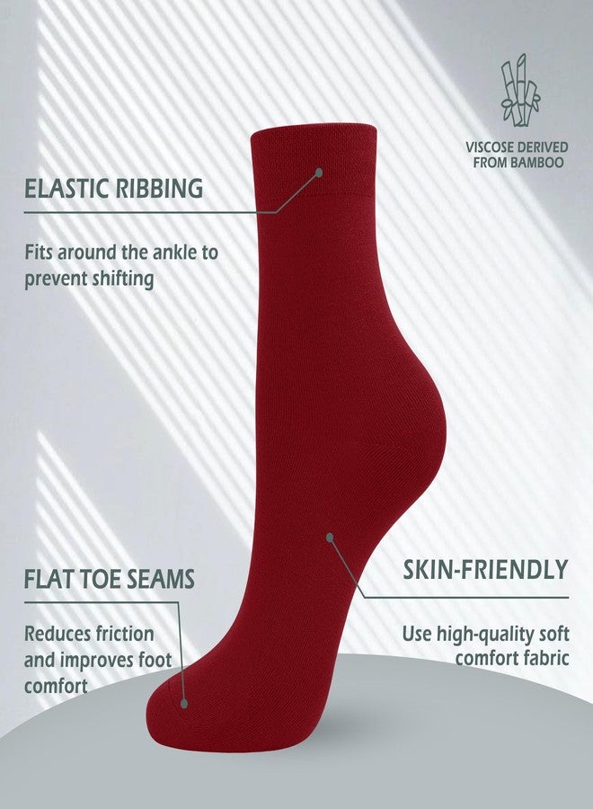 SERISIMPLE Women Thin Viscose Bamboo Socks Crew Lightweight Above Ankle Casual Dress Sock For Ladies Bootie Trouser 5 Pairs (Fall Colors, Large) - Image 2