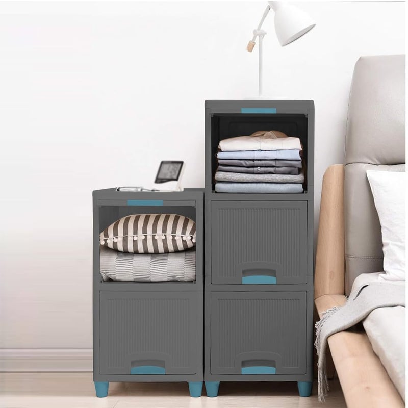 HOLLIO Chest of Drawers for Storage Drawer Organizer Foldable Plastic Cabinet for Storage Wardrobe for Clothes Plastic Cupboard for Clothes Plastic Modular Drawer Storage Box - Image 3