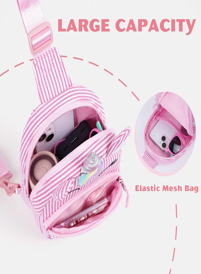 YOOLIFE هدايا عيد الميلاد من يوليف للبنات والأطفال - هدايا عيد ميلاد للفتيات من عمر سنتين إلى 8 سنوات، حقيبة خصر صغيرة مزينة بحرف أولي، حقيبة كروسبودي يونيكورن، وردي (أ) - Image 3