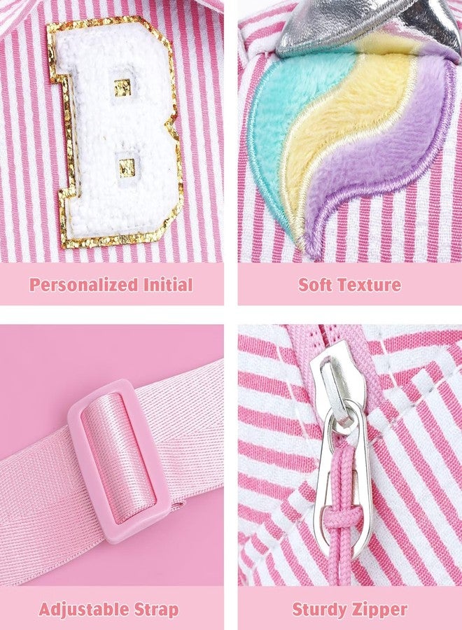 YOOLIFE هدايا عيد الميلاد من يوليف للبنات والأطفال - هدايا عيد ميلاد للفتيات من عمر سنتين إلى 8 سنوات، حقيبة خصر صغيرة مزينة بحرف أولي، حقيبة كروسبودي يونيكورن، وردي (أ) - Image 4