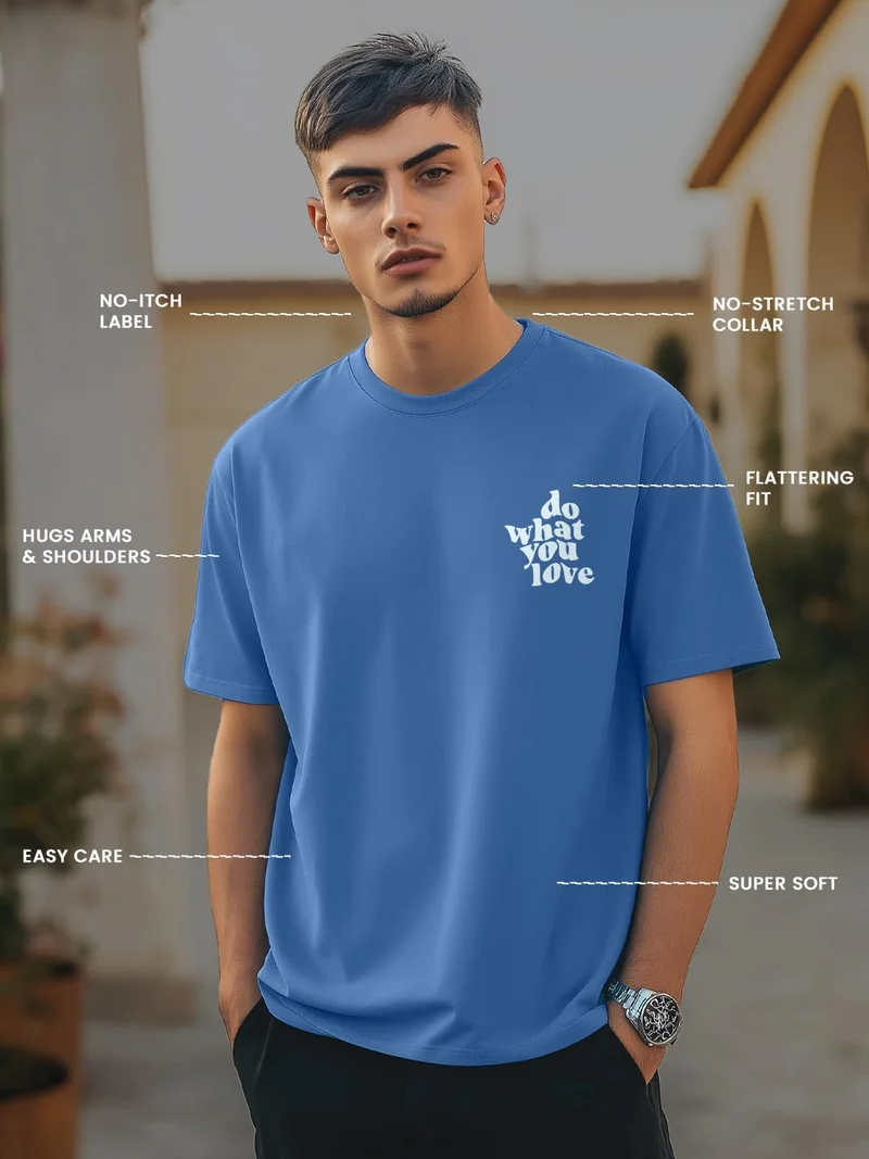 NOBERO  Men's Oversized Fit Graphic Print T-Shirt in Blue for Men | Best Price UAE