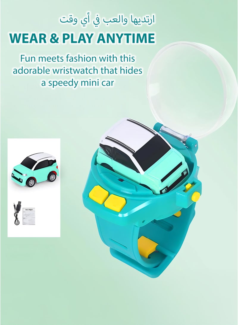 Toshionics Mini Remote Control Watch Car Toy for Kids 3+ Years – 2.4GHz RC Wrist Racing Car with LED Lights, USB Rechargeable Mini Vehicle with Hand Band Controller, Small Portable Watch Car Toy for Boys and Girls, Interactive Outdoor Indoor Play Gift - Image 5