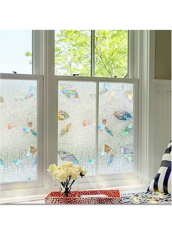 Privacy Window Film Self-Adhesive Static Clings 3D Decorative Rainbow Stickers Removable Glass Vinyl Anti-UV Covering for Home Office 45*200cm - Image 4