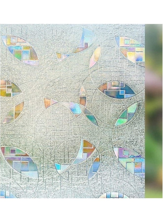 Privacy Window Film Self-Adhesive Static Clings 3D Decorative Rainbow Stickers Removable Glass Vinyl Anti-UV Covering for Home Office 45*200cm - Image 1