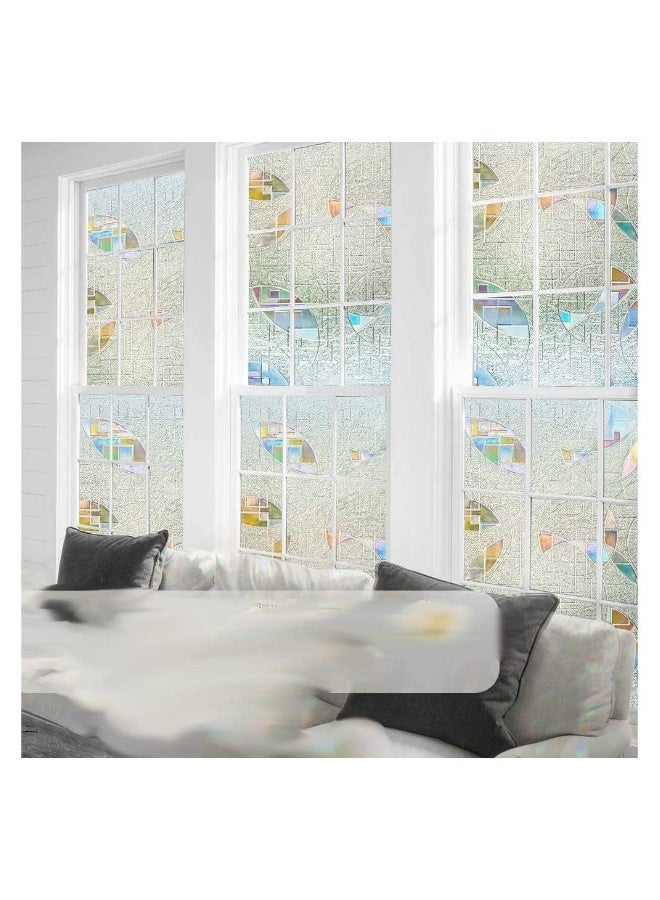 Privacy Window Film Self-Adhesive Static Clings 3D Decorative Rainbow Stickers Removable Glass Vinyl Anti-UV Covering for Home Office 45*200cm - Image 5