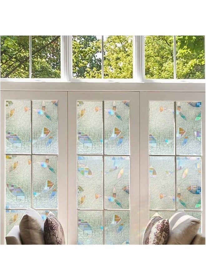 Privacy Window Film Self-Adhesive Static Clings 3D Decorative Rainbow Stickers Removable Glass Vinyl Anti-UV Covering for Home Office 45*200cm - Image 3