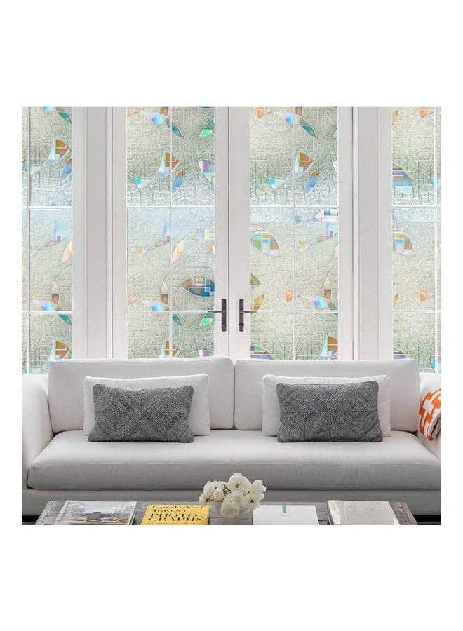 Privacy Window Film Self-Adhesive Static Clings 3D Decorative Rainbow Stickers Removable Glass Vinyl Anti-UV Covering for Home Office 45*200cm - Image 2