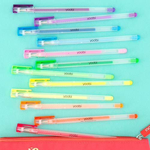 Yoobi Glitter Gel Pens 12-Pack | 12 Awesomely Bright Colors | No-Slip Grip | 1.0mm Medium Tip - Image 4