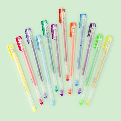 Yoobi Glitter Gel Pens 12-Pack | 12 Awesomely Bright Colors | No-Slip Grip | 1.0mm Medium Tip - Image 2