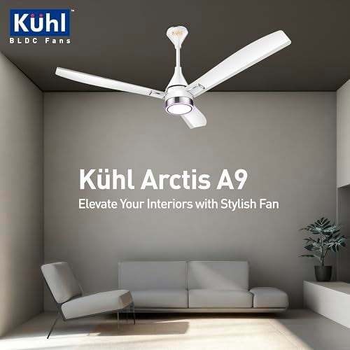 KUHL Arctis A9 1200 mm BLDC 65% Power Saving BLDC Ceiling Fan With Remote | BEE 5 Star Rated & ISI Marked | Down Light | High Air Flow | 5 Year Brand Warranty on Motor | White - Image 2