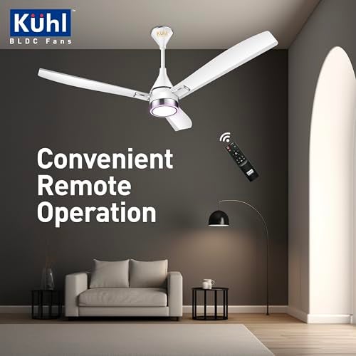 KUHL Arctis A9 1200 mm BLDC 65% Power Saving BLDC Ceiling Fan With Remote | BEE 5 Star Rated & ISI Marked | Down Light | High Air Flow | 5 Year Brand Warranty on Motor | White - Image 4