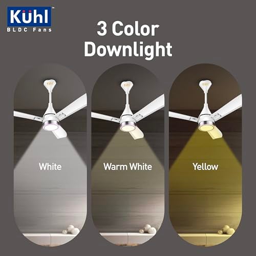 KUHL Arctis A9 1200 mm BLDC 65% Power Saving BLDC Ceiling Fan With Remote | BEE 5 Star Rated & ISI Marked | Down Light | High Air Flow | 5 Year Brand Warranty on Motor | White - Image 3