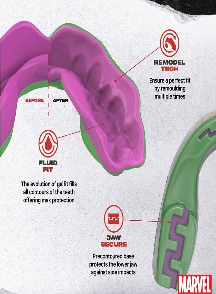 MARVEL The Hulk mouthguard for Adults, Full contact for all sports including rugby, martial arts, boxing, ice hockey and all contact sports - Image 3