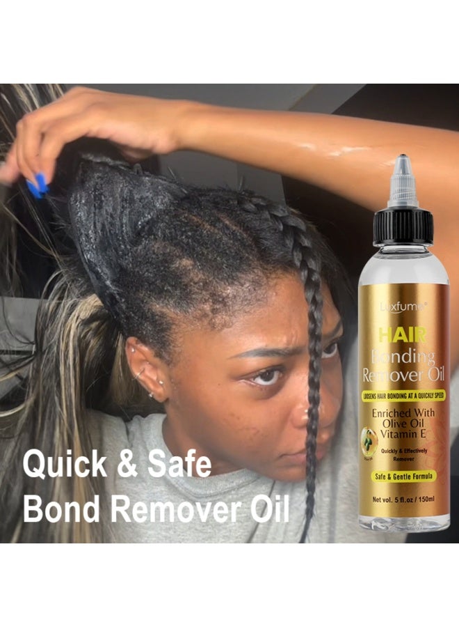 Luxfume 150ml Hair Bonding Remover Oil Hair Glue Remover for Quick Weave Safe Formula Enriched with Olive Oil & Vitamin E for Hair Glue Tape in Hair Extensions Removal Tape in Extension Remover - Image 3