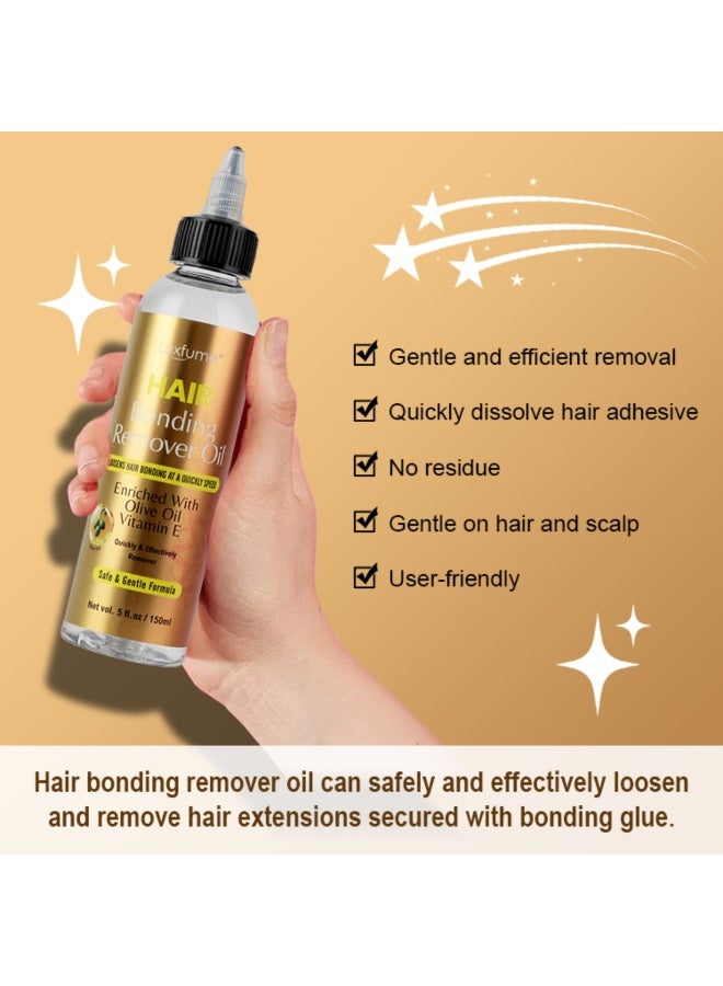 Luxfume 150ml Hair Bonding Remover Oil Hair Glue Remover for Quick Weave Safe Formula Enriched with Olive Oil & Vitamin E for Hair Glue Tape in Hair Extensions Removal Tape in Extension Remover - Image 2