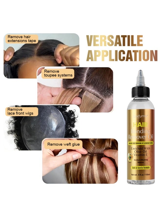 Luxfume 150ml Hair Bonding Remover Oil Hair Glue Remover for Quick Weave Safe Formula Enriched with Olive Oil & Vitamin E for Hair Glue Tape in Hair Extensions Removal Tape in Extension Remover - Image 5