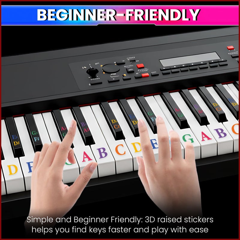 AmiciSound Colorful 3D-Raised Touchable Piano Keyboard Stickers for Beginners | Removable Note Labels for Piano | Easy-to-Grasp by Fingers |Helps Build Muscle Memory for Notes Significantly Faster - Image 3