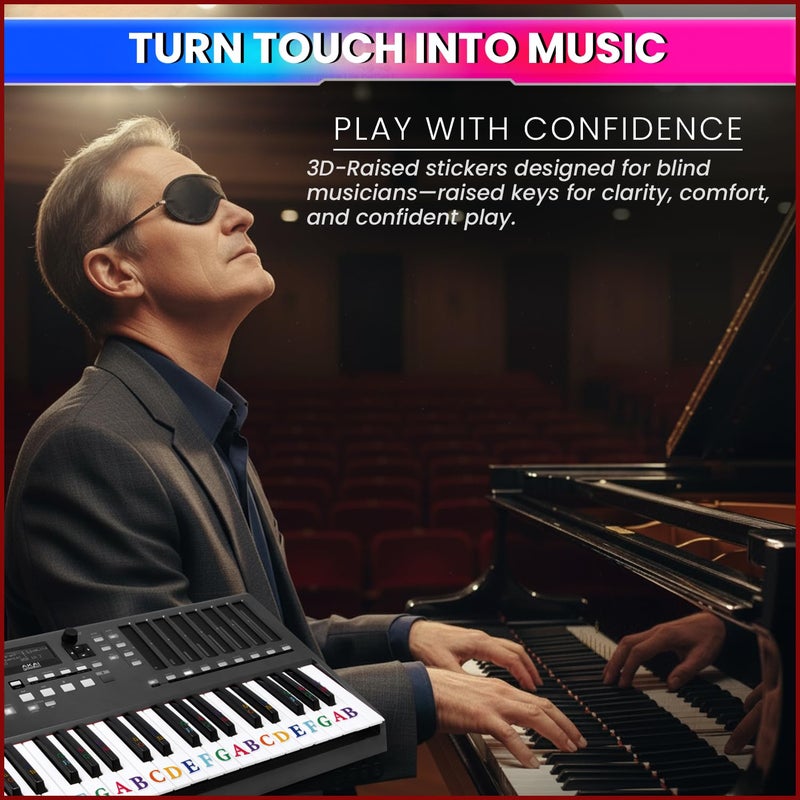 AmiciSound Colorful 3D-Raised Touchable Piano Keyboard Stickers for Beginners | Removable Note Labels for Piano | Easy-to-Grasp by Fingers |Helps Build Muscle Memory for Notes Significantly Faster - Image 4