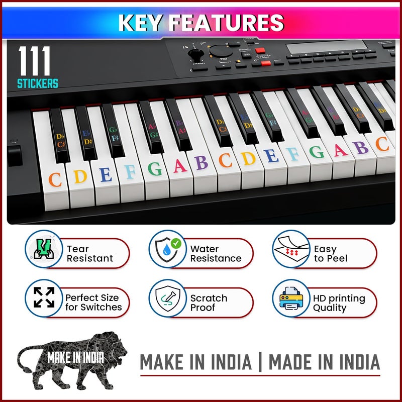 AmiciSound Colorful 3D-Raised Touchable Piano Keyboard Stickers for Beginners | Removable Note Labels for Piano | Easy-to-Grasp by Fingers |Helps Build Muscle Memory for Notes Significantly Faster - Image 2