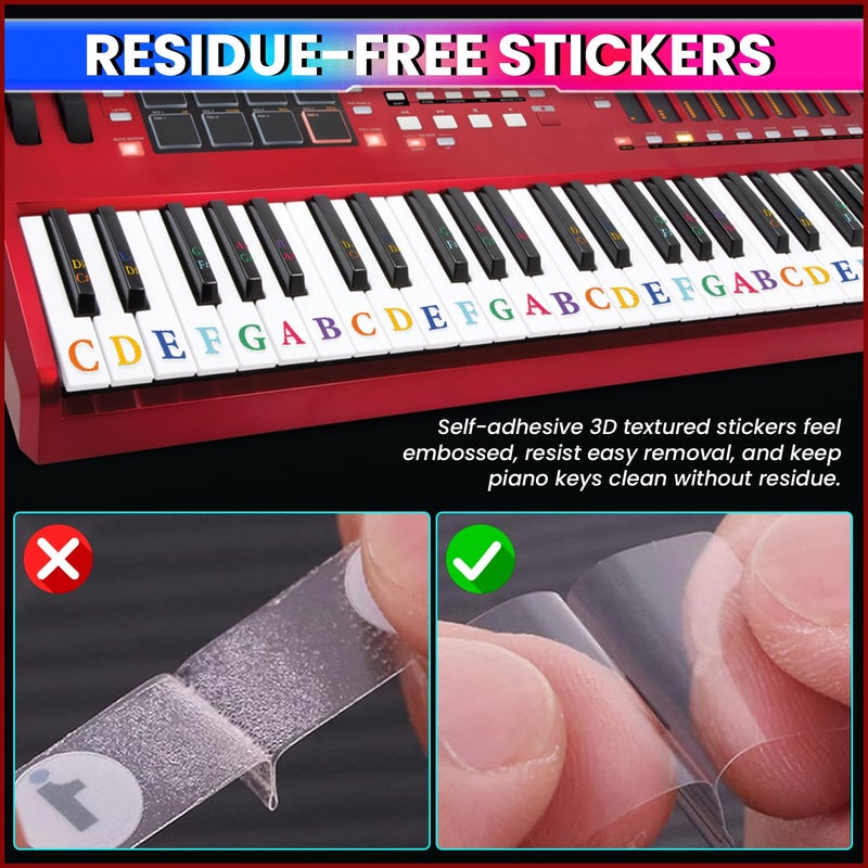 AmiciSound Colorful 3D-Raised Touchable Piano Keyboard Stickers for Beginners | Removable Note Labels for Piano | Easy-to-Grasp by Fingers |Helps Build Muscle Memory for Notes Significantly Faster - Image 5
