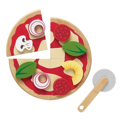 Le Toy Van - Childrens Wood Pretend Play Food | Wooden Honeybake Pizza Pretend Food Toy Playset | Toy Kitchen Accessories Play Food Role Play Toy (TV279) - Image 1