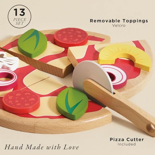 Le Toy Van - Childrens Wood Pretend Play Food | Wooden Honeybake Pizza Pretend Food Toy Playset | Toy Kitchen Accessories Play Food Role Play Toy (TV279) - Image 2