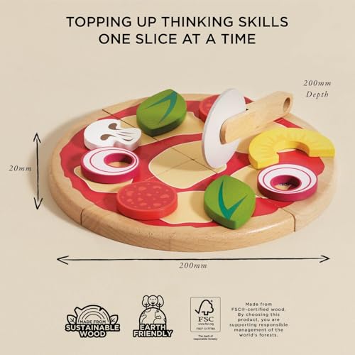 Le Toy Van - Childrens Wood Pretend Play Food | Wooden Honeybake Pizza Pretend Food Toy Playset | Toy Kitchen Accessories Play Food Role Play Toy (TV279) - Image 5