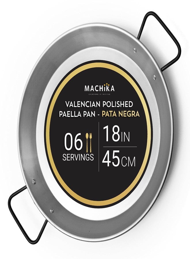 Machika Professional Carbon Steel Pan | Carbon Steel Skillet for Cooking Mediterranean Food | Premium Skillet for Professional Use | Serve Up to 6 Servings | 18 Inches | - Image 1