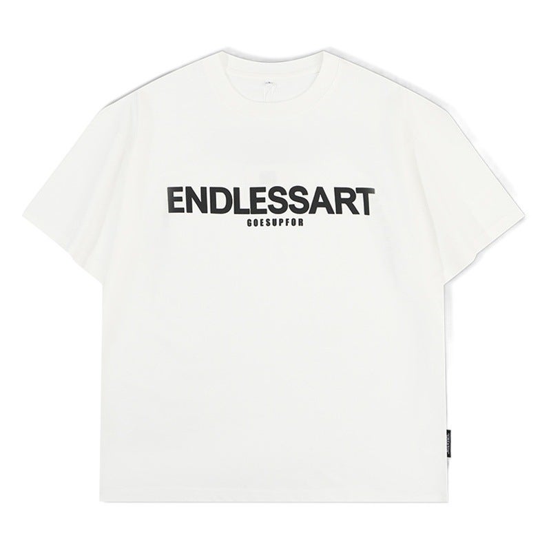 T12 | Trendy large size men''s short-sleeved T-shirt 2023 Summer new drop-shoulder printed letter short-sleeved top for men - Image 2