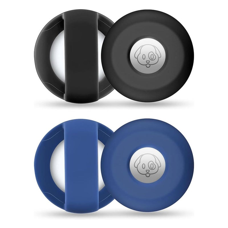 Airtag Protective Case – Black + Afternoon Blue, 2 Pack, Silicone Cover with Keychain