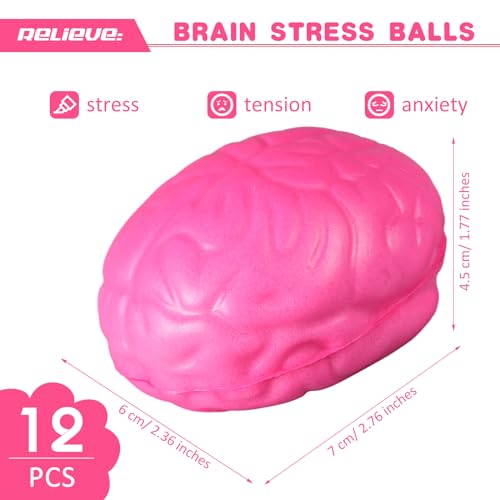 Leitee 12 Pcs Brain Stress Balls Bulk Large Brain PU Hand Muscle Exercise Pressure Ball Funny Stress Relief for Adult Improving Grip Strength PropColorful - Image 5