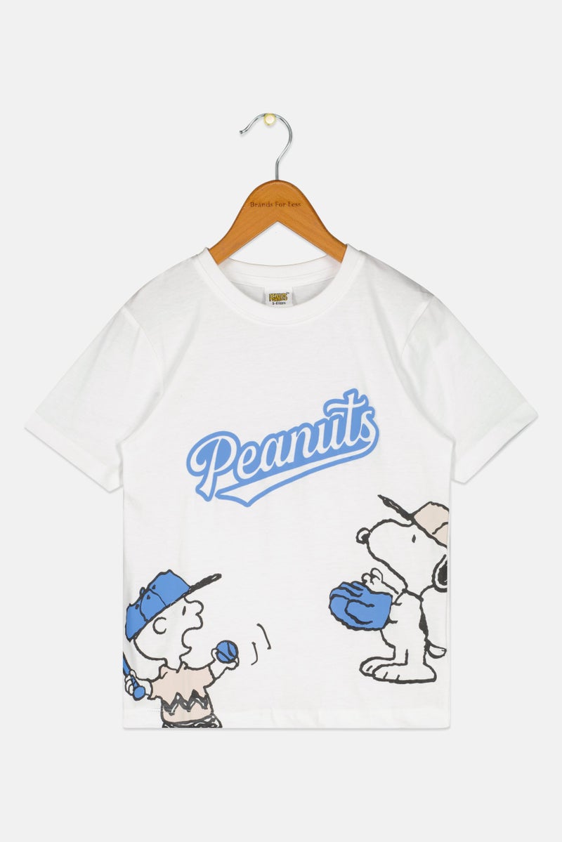 Peanuts Kids Boy Crew Neck Short Sleeve Graphic Print T-Shirt, White - Image 3