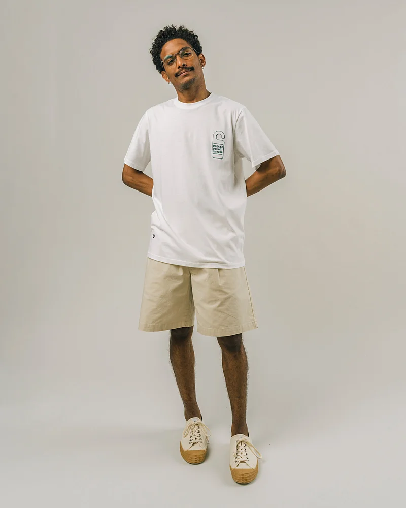 Brava Fabrics Do Not Disturb Embroidered T-Shirt White 100% Organic Cotton