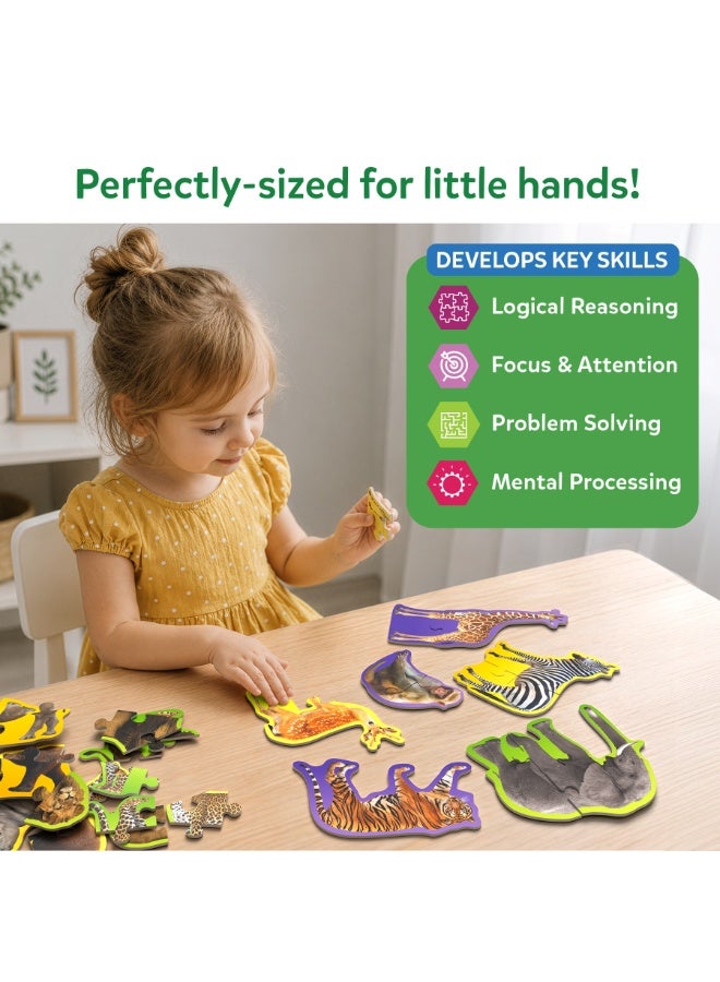 Skillmatics Step by Step Puzzles - 40 Piece Jigsaw & Toddler Puzzle, Montessori Educational Toy for Boys & Girls, Wild Animals, Travel Friendly, Gifts for Kids Ages 3, 4, 5 and Up - Image 4