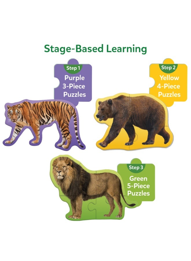 Skillmatics Step by Step Puzzles - 40 Piece Jigsaw & Toddler Puzzle, Montessori Educational Toy for Boys & Girls, Wild Animals, Travel Friendly, Gifts for Kids Ages 3, 4, 5 and Up - Image 5