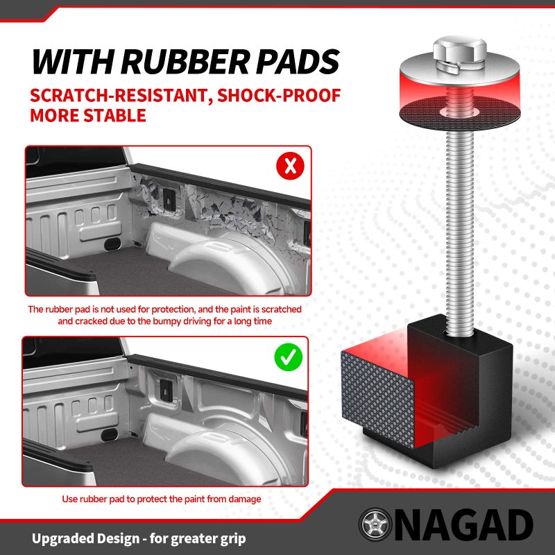 ONAGAD Truck Tool Box Mounting Kit No Drill, Upgraded 304 Stainless Steel Fastener 6 Pcs Black Pickup Truck Bed Tool Box Tie Downs, Aluminum Alloy J Hook Crossover Toolbox Clamps - Image 2