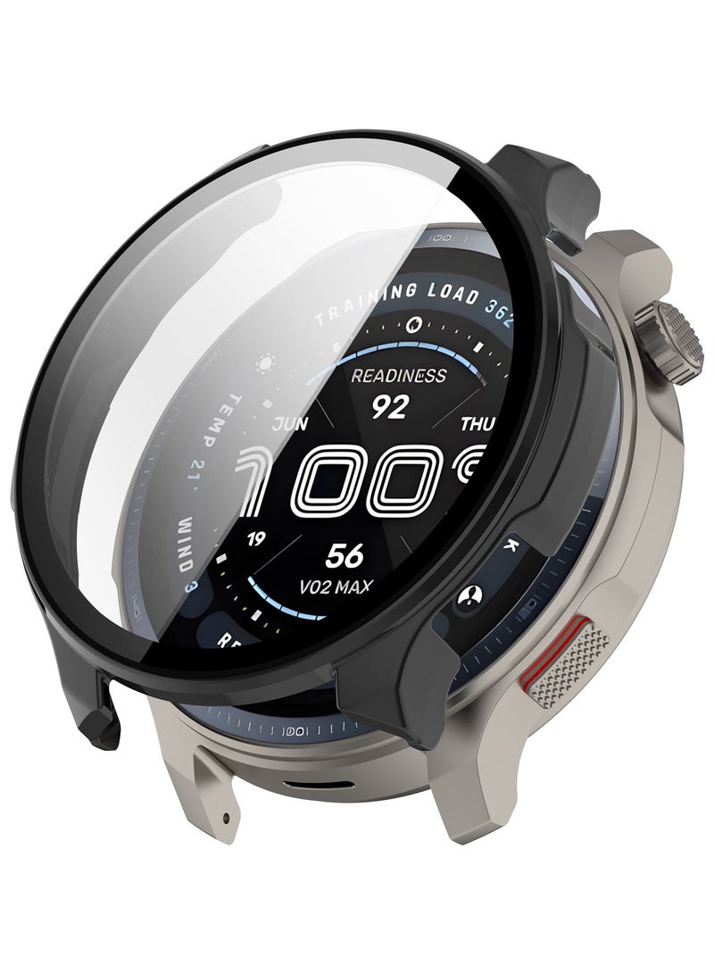 Case for Amazfit Balance 2 Protective Cover Smart Watch,Built-in 9H Tempered Glass Film, Hard PC,Easy to Install,Screen Protector for Amazfit Balance 2 Smartwatch Accessory (Black) - Image 1